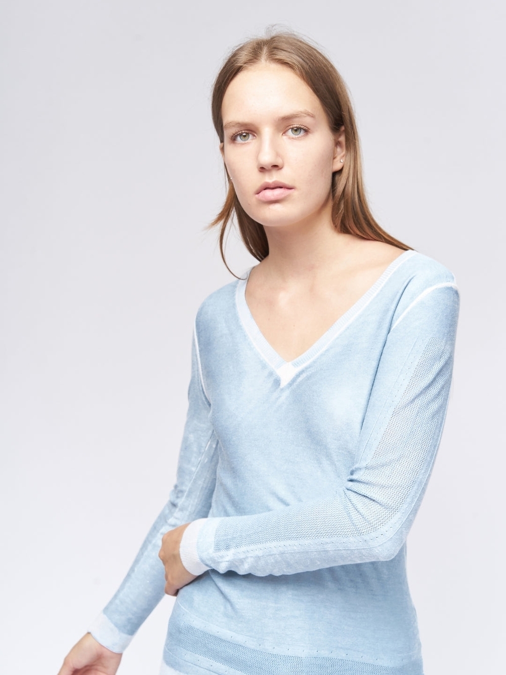 Kokun Verdye V Neck Bamboo /Cashmere Soft Long Sleeve Top XS